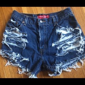 Levi distressed ripped denim shorts (hand-made)
